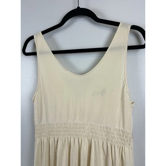 Vintage Shadowline Night Gown‎ Maxi Slip Dress Medium Nude Babydoll Nylon Granny - Picture 6 of 8